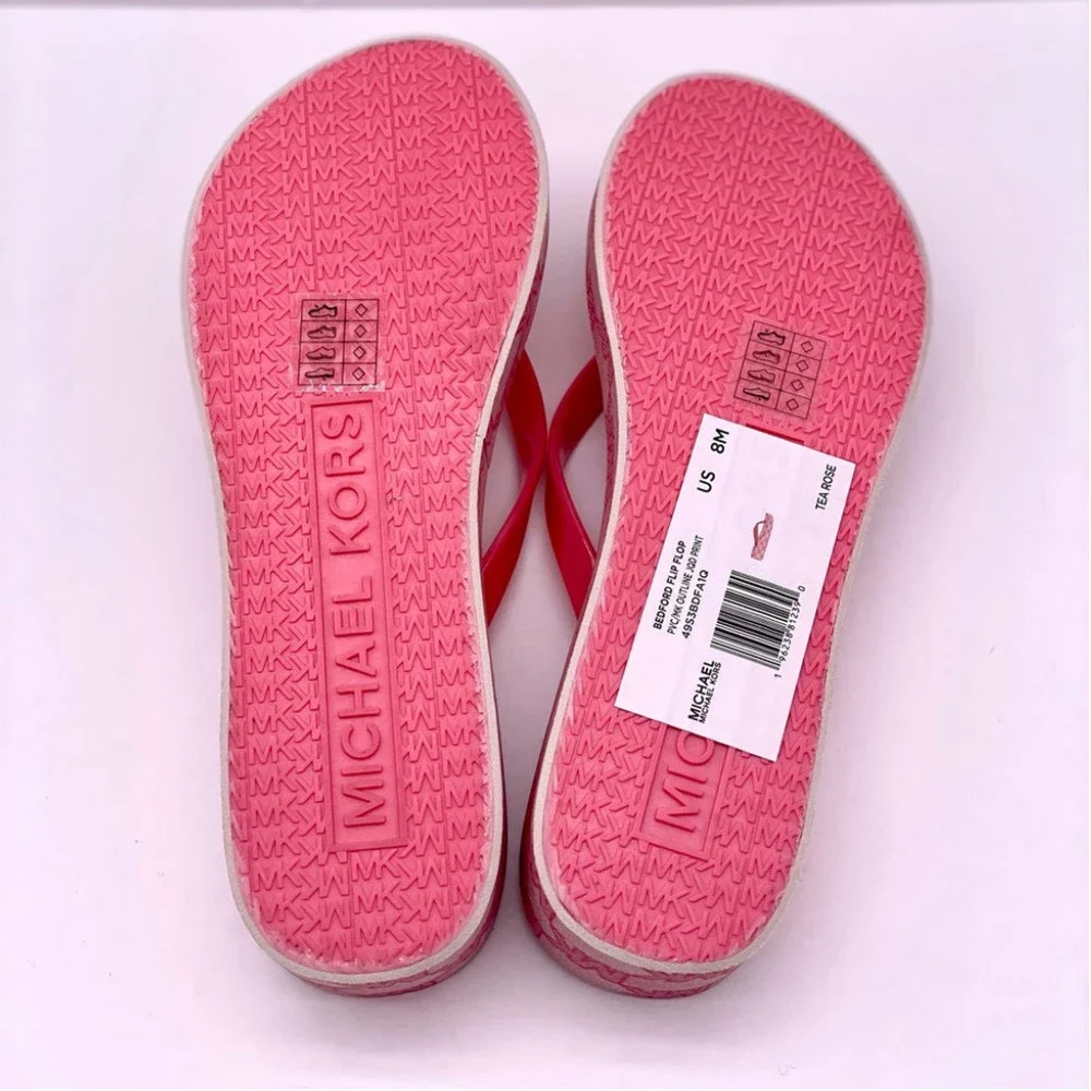 Michael Kors Bedford Logo MK Women’s Wedge Flip Flop Sandals - Picture 8 of 8